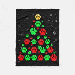 Dog Print Christmas Tree Funny Dog Lovers Christma Fleece Blanket
