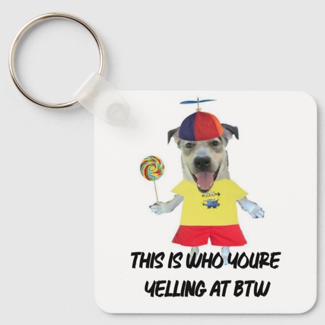Dog propeller hat funny quote  keychain (Front)