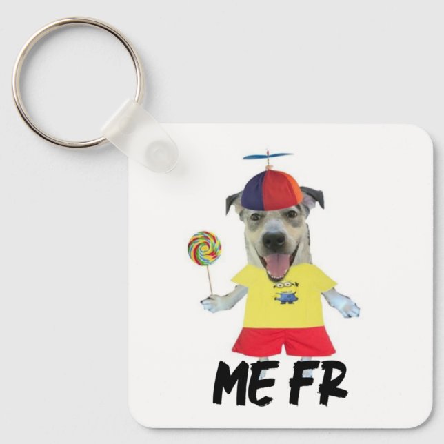 Dog propeller hat funny quote keychain (Front)