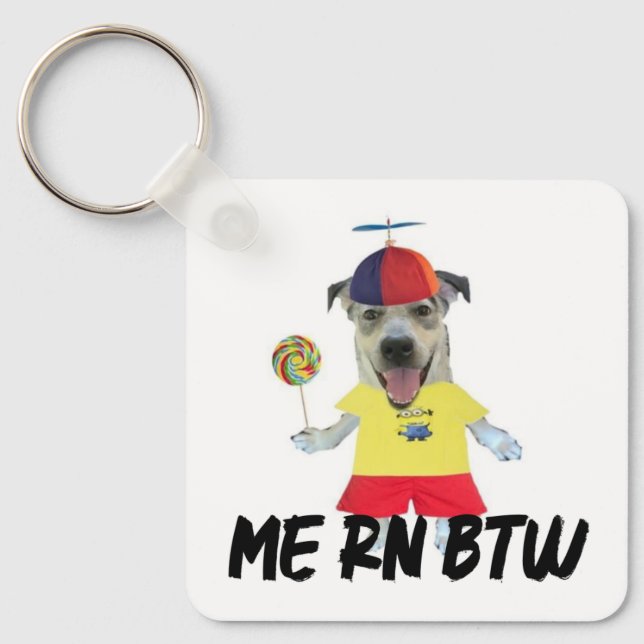 Dog propeller hat funny quote keychain (Front)