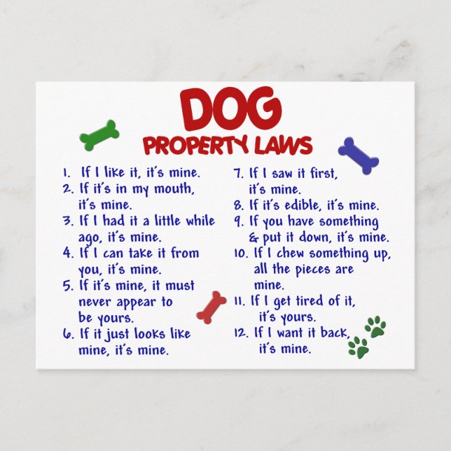 DOG Property Laws 2 Postcard (Front)