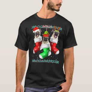 Dog Pug Christmas Socks Xmas Pajama Pet Puppy T-Shirt