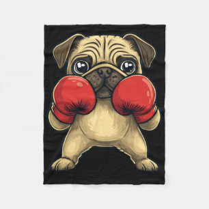 Dog Pug Dressed As A Boxer Funny Boxing Fleece Blanket