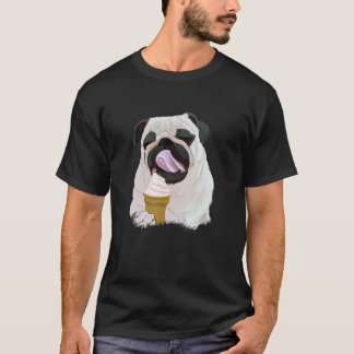 Dog Pug Eating Ice Cream Cute T-Shirt