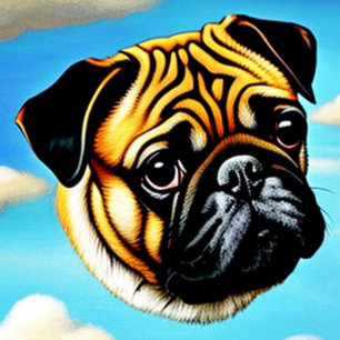 DOG Pug Face in a Sky T-Shirt