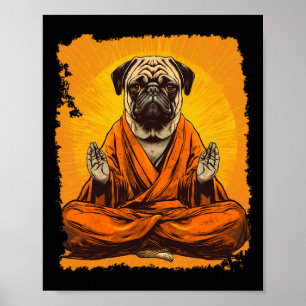 Dog Pug Meditation Yoga Poster