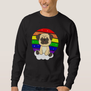 Dog Pug Rainbow Glitter Kawaii Dogs Colourful Sweatshirt
