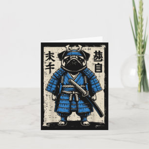 Dog Pug Samurai Funny Japanese Warrior Art Men Wom Card