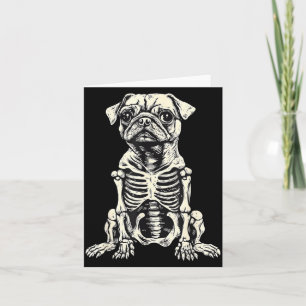 Dog Pug Skeleton Halloween Card
