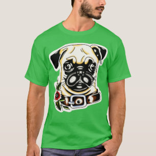 Dog Pug Traditional Tattoo T-Shirt
