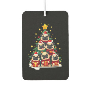 Dog Pugs Christmas Tree Cute Xmas (1) Air Freshener