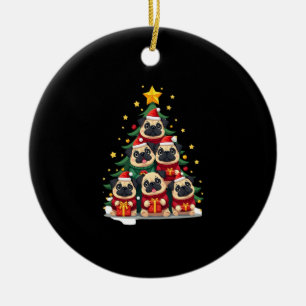 Dog Pugs Christmas Tree Cute Xmas (1) Ceramic Ornament