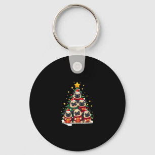 Dog Pugs Christmas Tree Cute Xmas (1) Keychain