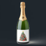 Dog Pugs Christmas Tree Cute Xmas (2) Sparkling Wine Label<br><div class="desc">Dog Pugs Christmas Tree Cute Xmas (2)</div>