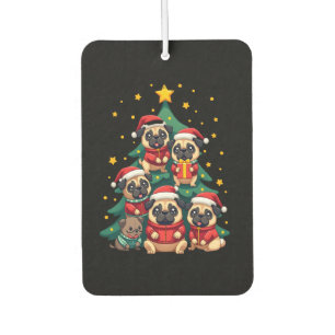 Dog Pugs Christmas Tree Cute Xmas (3) Air Freshener