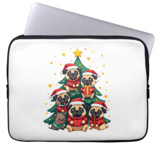 Dog Pugs Christmas Tree Cute Xmas (3) Laptop Sleeve