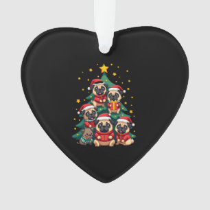 Dog Pugs Christmas Tree Cute Xmas (3) Ornament