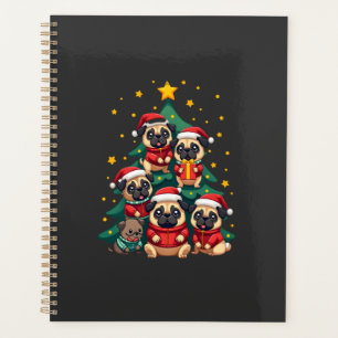 Dog Pugs Christmas Tree Cute Xmas (3) Planner