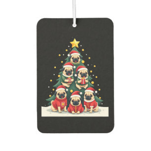 Dog Pugs Christmas Tree Cute Xmas (4) Air Freshener