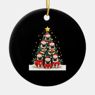 Dog Pugs Christmas Tree Cute Xmas (4) Ceramic Ornament