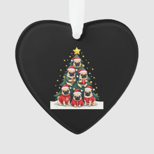 Dog Pugs Christmas Tree Cute Xmas (4) Ornament