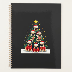 Dog Pugs Christmas Tree Cute Xmas (4) Planner