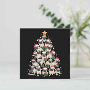 Dog Pugs Christmas Tree Cute Xmas Dogs Mom Holiday Card