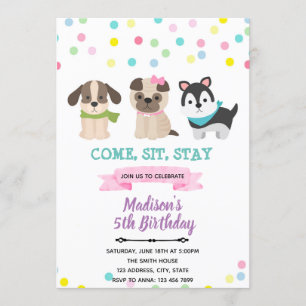 Dog Puppies Birthday Invitation
