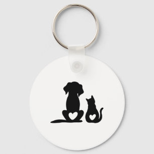 Dog Puppy And Baby Dog And Cat Lover Keychain