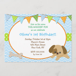 Dog Puppy Birthday Party Invitations