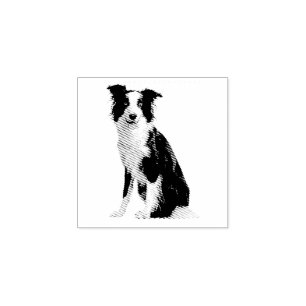 Dog Puppy Border Collie Rubber Stamp