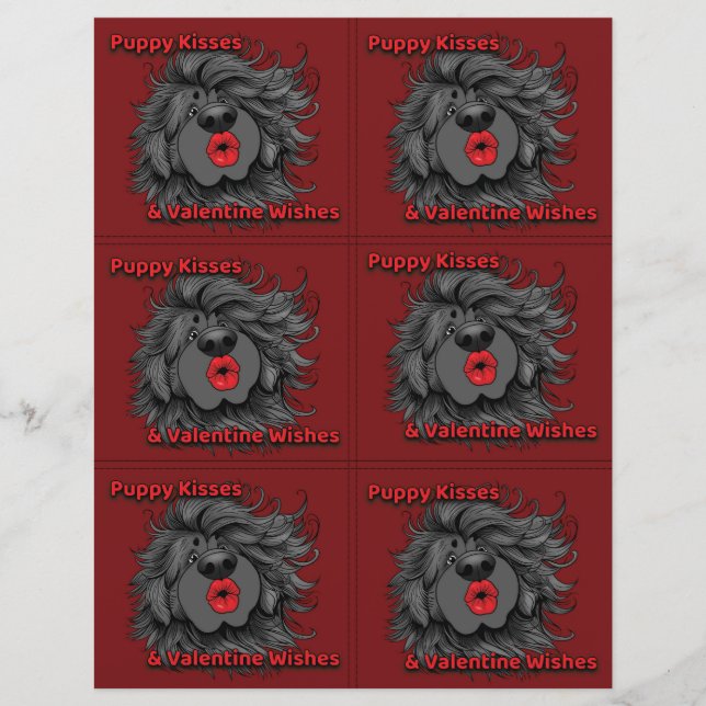 Dog Puppy Classroom Valentine Sheets (Front)