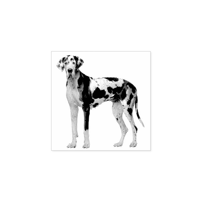Dog Puppy Cutest Black White Great Dane Rubber Stamp (Imprint)
