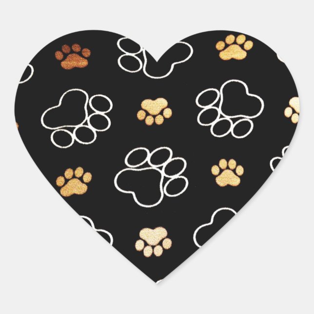 Dog Puppy Paw Prints Gifts for Dog Lovers Heart Sticker (Front)