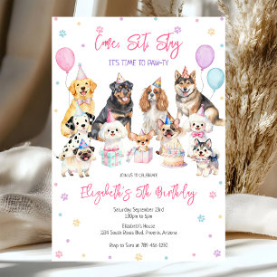 Dog Puppy Pawty Birthday Invitation