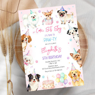 Dog Puppy Pawty Birthday Invitation