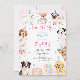 Dog Puppy Pawty Birthday Invitation