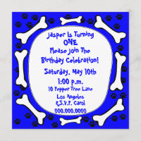 Dog Puppy Pet 1st Birthday Party Invite