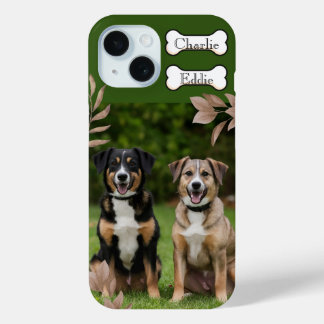 Dog puppy phone photo and name two dogs iPhone 15 case