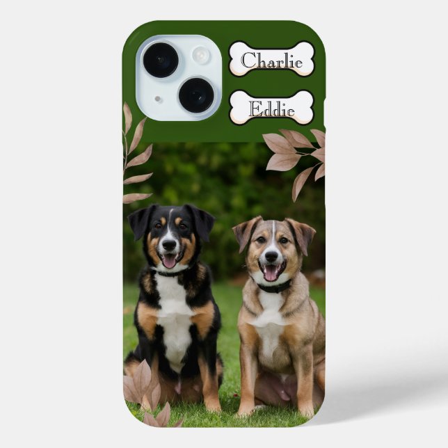 Dog puppy phone photo and name two dogs Case-Mate iPhone case (Back)