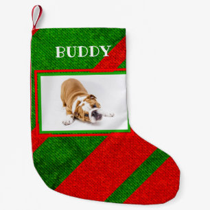 Dog Puppy Photo and Name Personalized Small Christmas Stocking