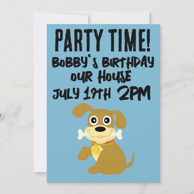DOG PUPPY SCRIPT KIDS BIRTHDAY INVITATIONS (Front)