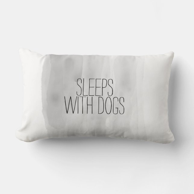 dog quote pillow sleeps with dogs grey (Front)
