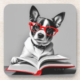 Dog Reading Book Coaster