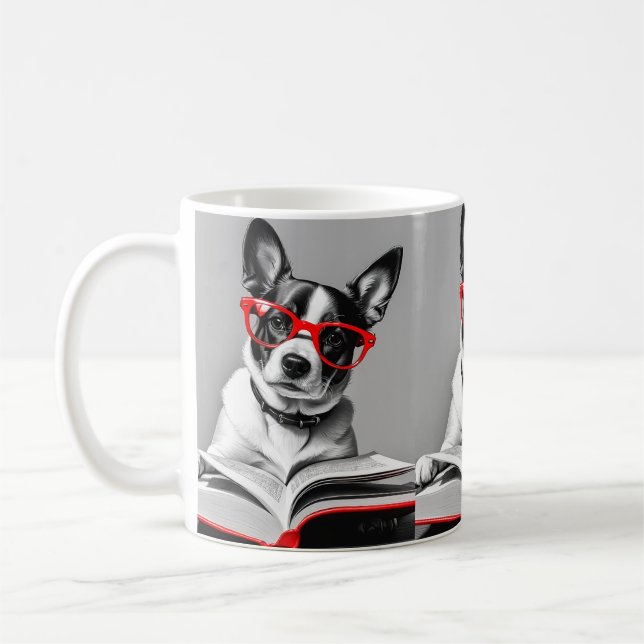 Dog Reading Book Coffee Mug (Left)