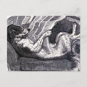 "Dog Reading Newspaper" Vintage Illustration Postcard