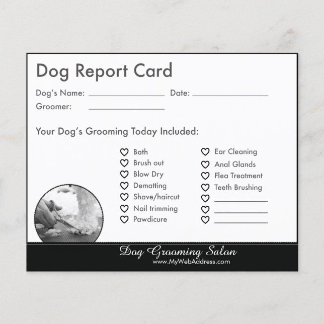 Dog Report Card for Dog Groomers (Front)