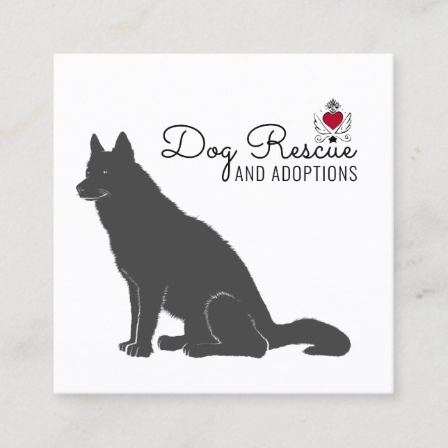 Dog Rescue And Adoptions Square Business Card (Front)