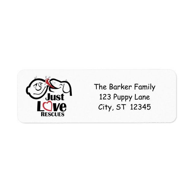 Dog Return Address Labels, Just Love Rescues (Front)
