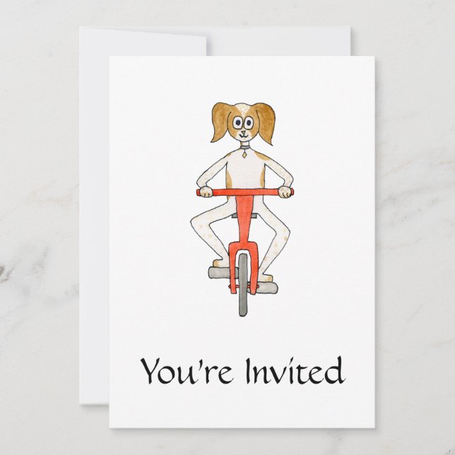 Dog Riding a Bike. Invitation (Front)